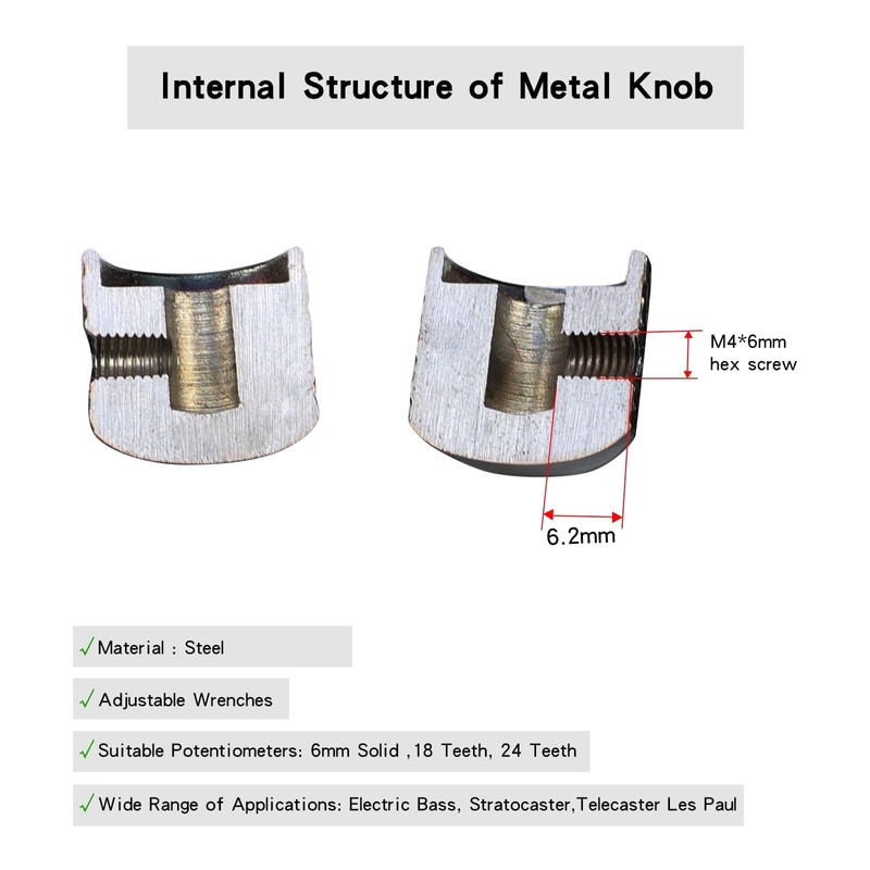 OVSAL 2PCS Electric Bass Guitar Knobs Dome Metal Guitar Knobs