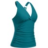 Teal Tankini Tops for Women - Tummy Control V Neck