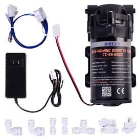 Self-Priming Booster Pump Kit for Up to 200 GPD RO Reverse Osmosis Systems – Works With Well Water, Tanks or City Supply – 24V Pump, Pressure Switches, 3/8" to 1/4" Fittings, DIY Installation