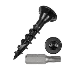 METALLIXITY Deck Screws (#8x1) 300Pcs, Carbon Steel Wood Screw Decking Screws with T25 Torx Drive Head - for Wood Fence, Table, Chairs, Black