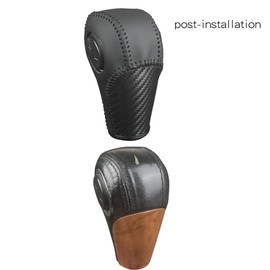 bao hu shen Auto Car Leather Gear Shift Knob Cover for 2011 2012 2013 2014 2015 2016 2017Buick Enclave Transit Accessories (Black Leather)