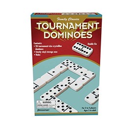 Family Classics Tournament Dominoes - Doble Seis Azulejos cristalinos en Estuche de Almacenamiento de Pressman, 5 Pulgadas