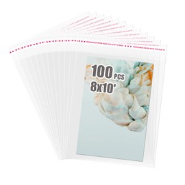 Egofine Self Sealing Cellophane Bags 100 PCS Clear Resealable Sleeves Bags for 8x10 Photo Mats, Bag Size: 8.26x10.3 inches for 8x10 Mats