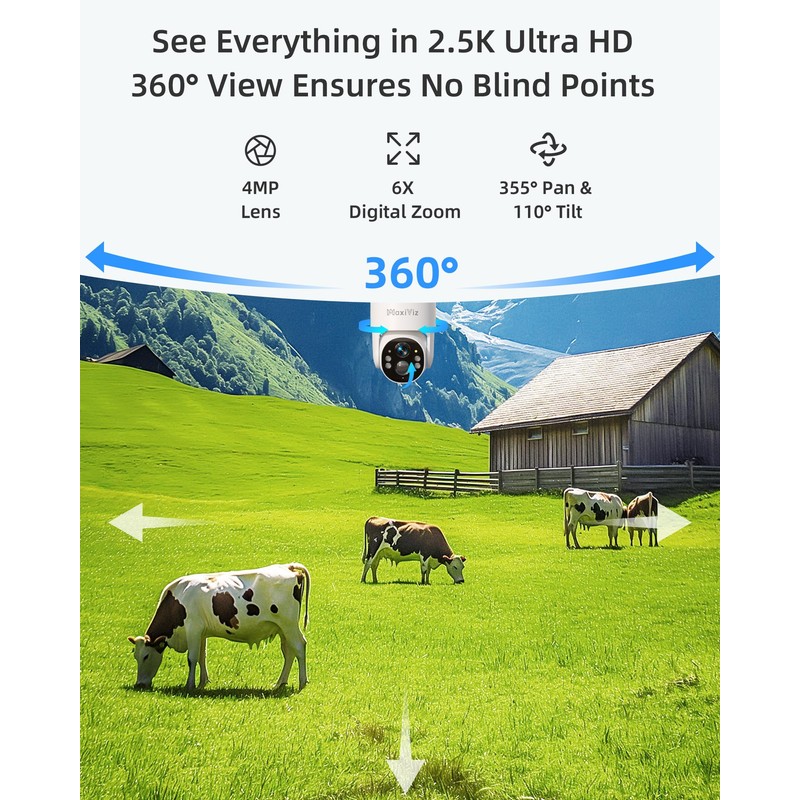 MaxiViz 4G LTE Outdoor Solar Powered Cellular Security Camera Wireless,