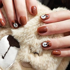 24 pcs Lovely Bear Chang Nail Jewelry False Nail Gradient Full Tip Simple