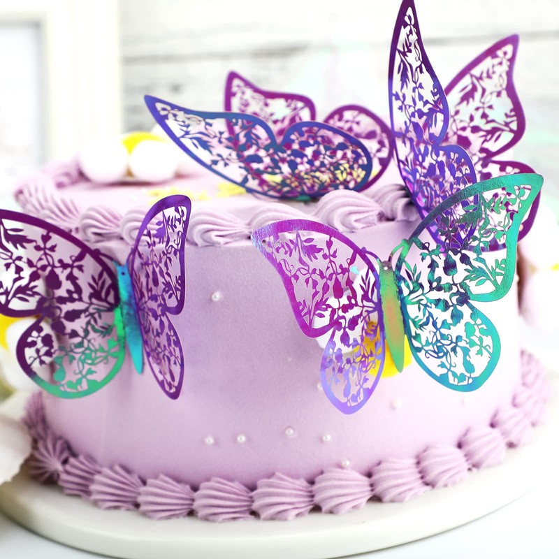 AIEX 24 x 3D Butterfly Ornaments with 3 Different Sizes