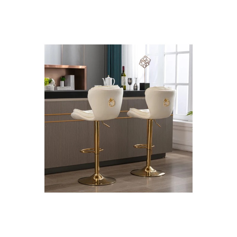 Set 2 Modern Lightweight Bar Stools Chrome Footrest Base Swivel