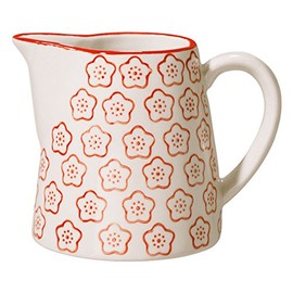 Bloomingville Isabella Milk Jug Retro Cream Jug Small Jug Diameter 8.5 x Height 8.5 cm Red Ceramic Holds Approx. 250 ml