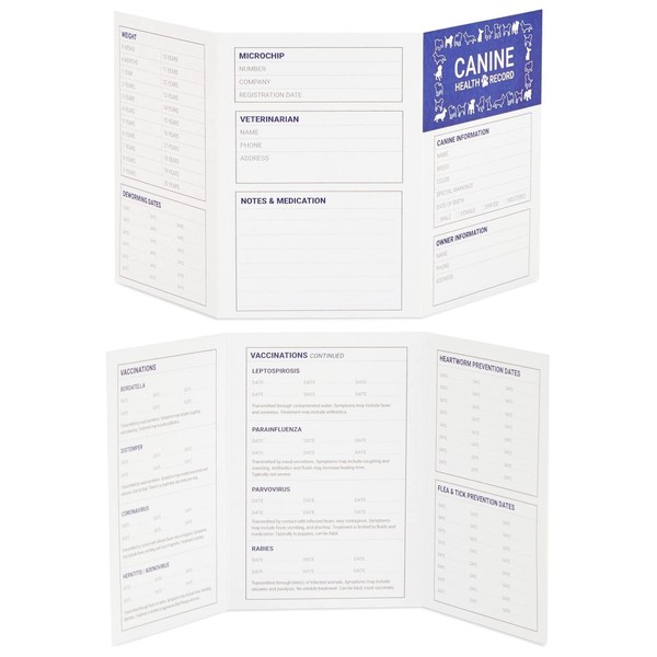 Juvale 24 Pack Puppy Vaccination Record Card, Dog Vaccine and