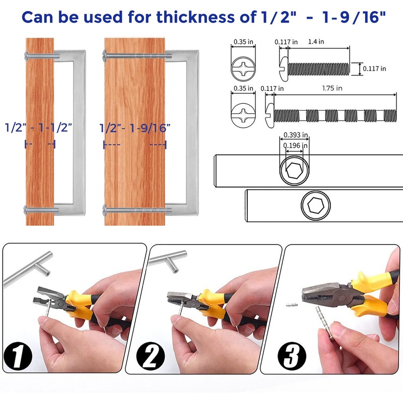 Ravinte 10 Pack Square Bar Kitchen Cabinet Handles Brushed Nickel
