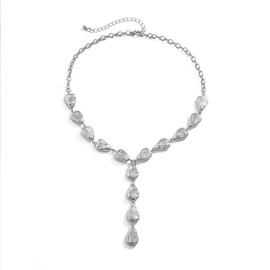 Pearl Lariat Necklace Gold for Women Irregular Pearl Necklace Y Shape Baroque Pearl Necklace Summer Statement Prom Jewelry Gift(Silvery)