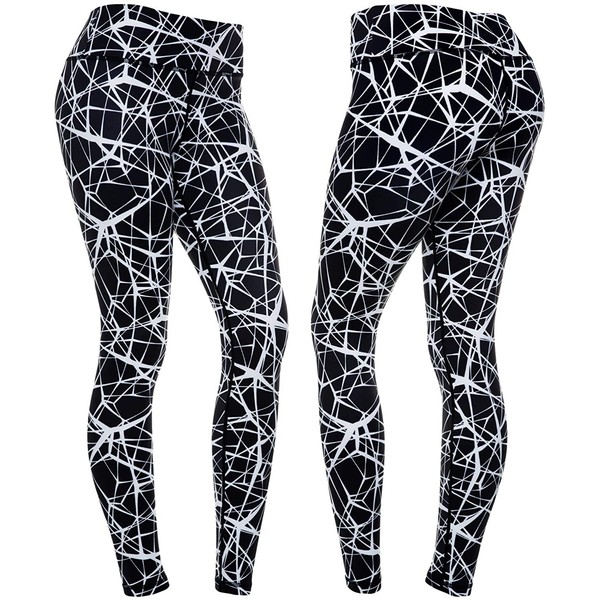 CompressionZ High Waisted Women's Leggings - Compression Pants for Yoga Running Gym & Everyday Fitness (Tangled White, Large)