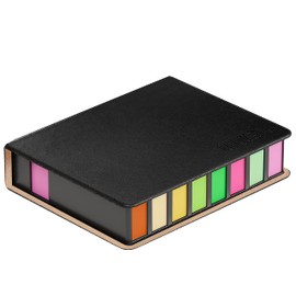 Ofidosel Porta Notas Adhesivas con más de 500 Notas y Separadores. Organizador de Pendientes para Trabajo o Escuela. Notas adheribles con Banderitas Adhesivas. Agenda Personal. Task Notebook (Negro-Beige)