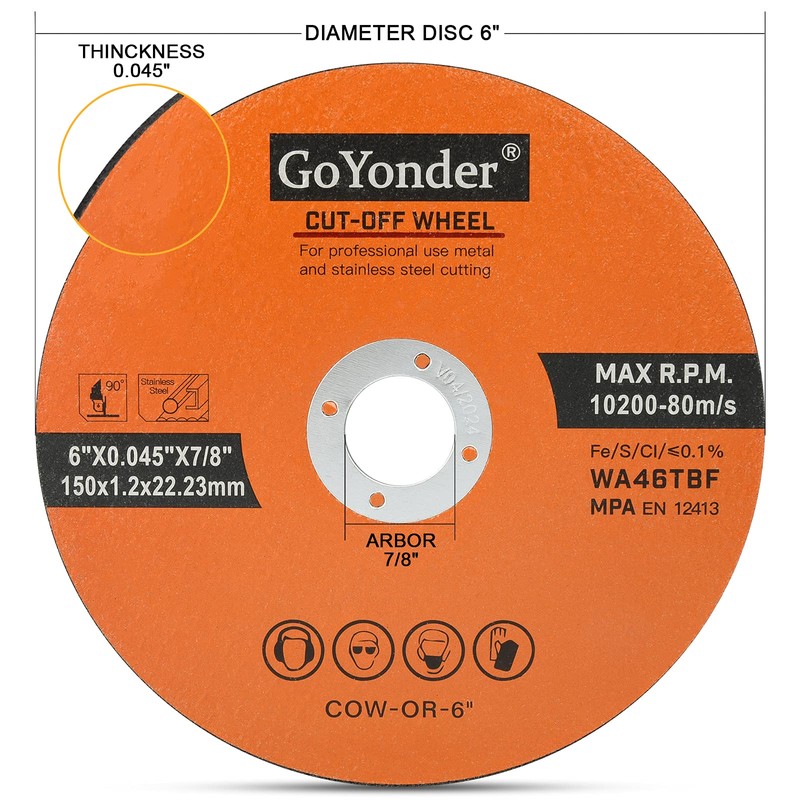 GoYonder 6 Inch Cut Off Wheels 6" x 0.045" x