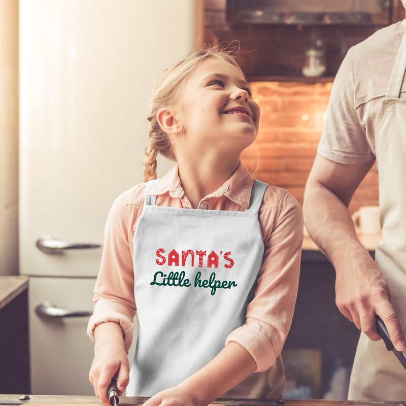 Pink Positive Christmas Children's Kitchen Apron: Santa's Little Helper (3-7