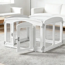 Lonkix Clear Puppy Playpen Indoor - Ideal for Small & Toy Dogs - Height 24 Inch, 4 Panels, White