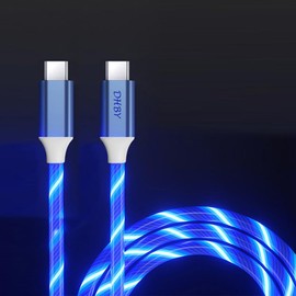 USB Type C to Type C PD Fast Charging Cable Phone Charger High Data Speed Visible Light Up Blue Current Flowing for All USB C Device-USB C to C Blue 39Inches
