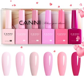 CANNI- Juego de esmaltes de uñas en gel sin hema de 9 ml kit de manicura de 6 piezas de gel rosa claro para uñas, esmalte LED Soak Off DIY en         