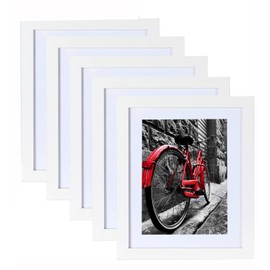 Marcos para fotos de 5x7 pulgadas, 5 Piezas Portaretratos de Paisaje，Exhibición en Mesa o Pared, Decoración para Hogar, Oficina o Galería(Blanco)
