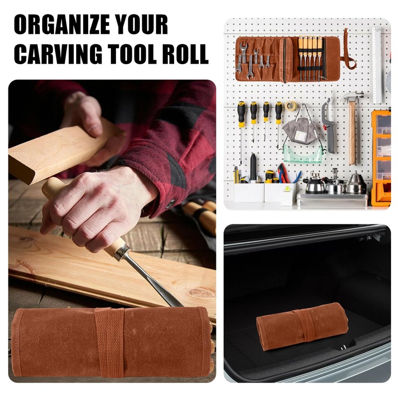 Chisel Roll,Tool roll up bag,Waxed Canvas Roll Up Tool Bag,Heavt