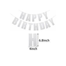 Silver Birthday Banner Party Decors Happy Birthday Banner Party Supplies for Men Women