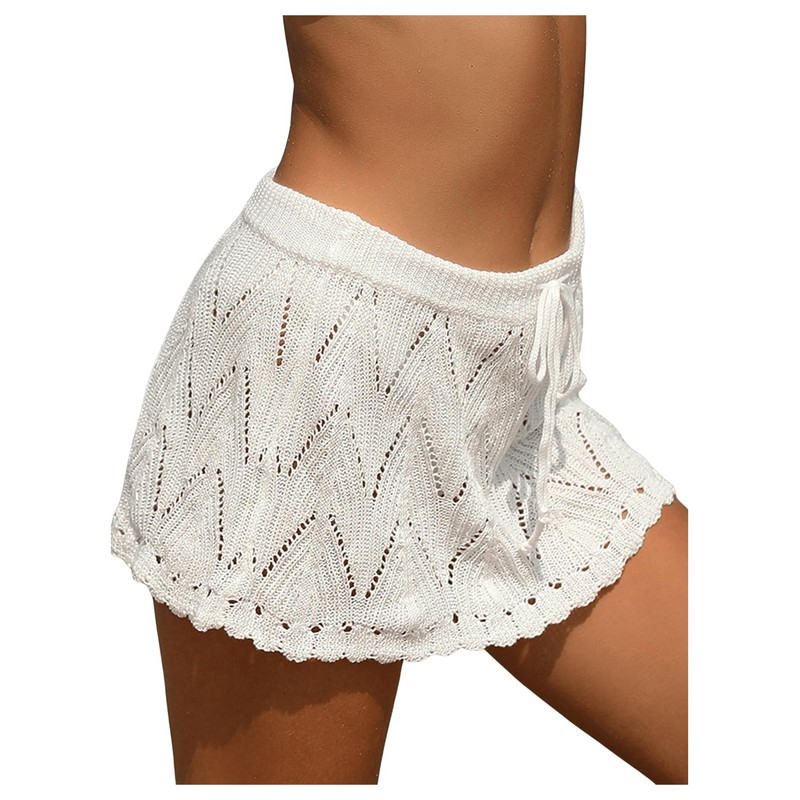Milumia Women's Crochet Swim Cover Up Beach Mini Skirt Knit