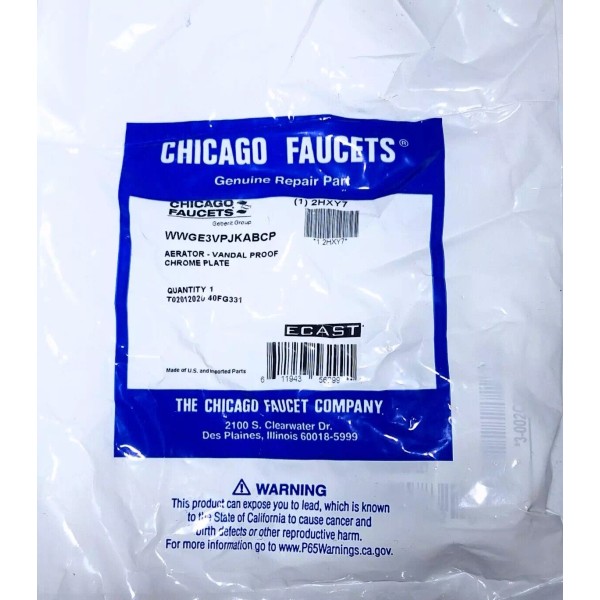 CHICAGO FAUCETS VANDAL RESIST CHROME SOFTFLOW AERATOR 2.2 GPM E3VPJKABCP