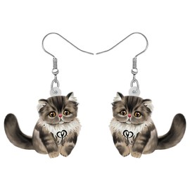 YINYA Acrylic Cute Kitten Cat Earrings Dangle Drop Pets Animals Jewelry Funny Gifts for Women Girls Kids Cat Lovers Charms Party Favors (Coffee)