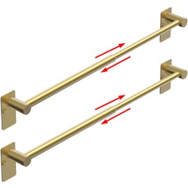 MIROAMZ Towel Bar, Adjustable 14.4inch - 25.2inch Towel Rack, Self Adhesive & Wall Mounted for Bathroom Kitchen Hand Towel Holder Cloths Hanger SUS 304 Stainless Steel Organizer Single Bar Gold