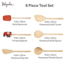 Ayesha Curry Tools and Gadgets Cooking/Kitchen Utensil Set, 6 Piece, Redwood