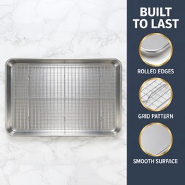 aking Sheet Pan & Cooling Rack Set – 18"×13" Aluminum Half Sheet & Stainless Steel Wire Rack