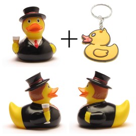 Bath Duck Groom Bath Duck | Squeaky Duck | L: 7.5 cm I Includes Bath Duck Keyring in Set