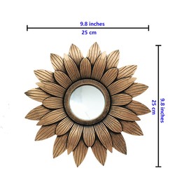 MCCXXII Retro Gold Mirrors for Wall Pack of 1. Round Mirrors.Sunflower Shape. Decorative Mirrors.Wall Mirrors for Decor Home Decor.Plastic Frames.Glass Mirrors.Make Old Gold Color.