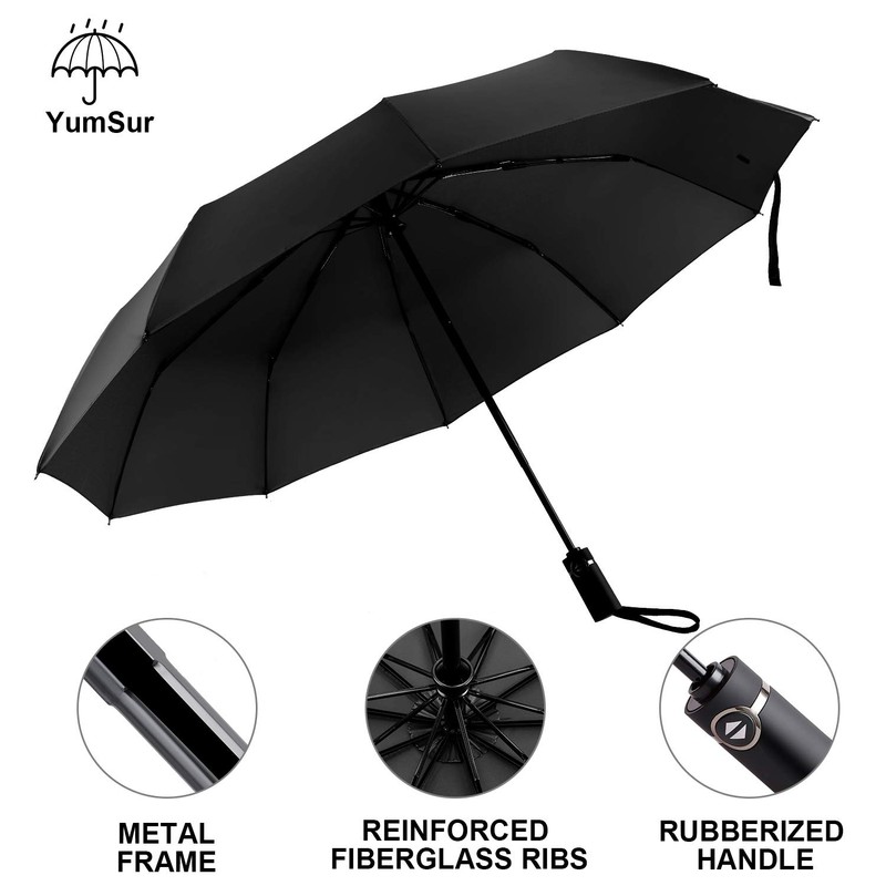 YumSur Compact Travel Umbrella, Folding Umbrellas Windproof Automatic with Auto