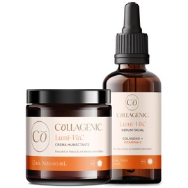 COLLAGENIC 2 Pack Serum + Crema Facial | 50 ml Suero con Colágeno Hidrolizado + 60 ml Crema con Filtros Solares Vitamina C, Ácido Hialurónico, Retinol, Vitamina E y Elastina