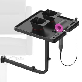 TASALON Salon Metal Tray Attached to Chair 360 Degree Rotation Barber Chair Tray for Dental, Cart with 2 Magnetic Bowls,Fully Adjustable Hairstylist for Barber Tattoo Tools