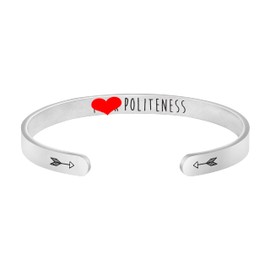Encouragement Jewelry for Women Inspirational Bracelets for Her Stainless Steel Christmas Birthday Gifts for Wife Girlfriend Mom Daughter Sister with Motivational Engraved Message Fuc*ing Politeness