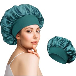 Allphv Hat Gorro para Dormir, Gorro De Satén con Banda Elástica Ancha, Gorro De Dormir Suave Satinado, Gorro De Seda para El Cuidado del Cabello Rizado (B)…