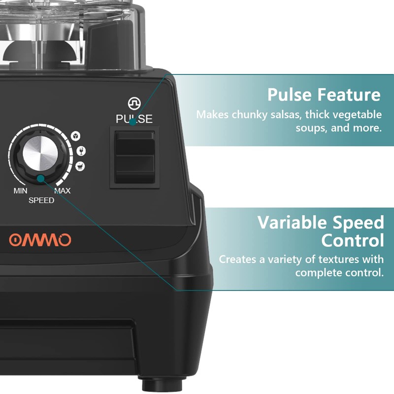 OMMO Blender 1800W, Professional High Speed Countertop Blender with Durable