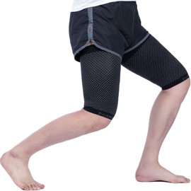 DocMiller - Muslera Manga de Compresión para Muslo (1 par) Cuádriceps Muscular Esguince Recuperación Rápida Respirable Ajustable Antideslizante para Alto Rendimiento Thigh Sleeve (Negro, Pequeño)