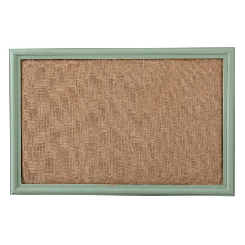 SOFE Linen Decorative Bulletin Board, Green Wood Framed 23" X