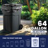 Plasticplace 64-65 Gallon Black Trash Bags, Heavy Duty Toter Can