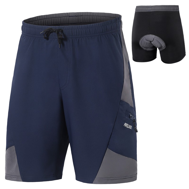 2 In 1 Padded Bike Shorts with Pockets Men Breathable
