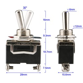 KILIGEN Toggle Switch Waterproof with Cap 1 Circuit 2 Contact 12V-24V-48V-110V/10A, 220V-230V/6A, 2Pin SPST ON/OFF Switch, Metal Bat, Car Auto Truck Boat (Pack of 5)