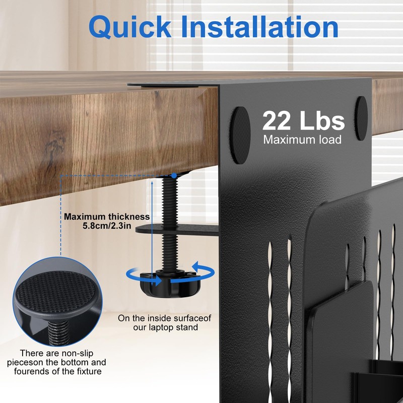 HAMOPY Desk Side Storage, Single-Layer Steel Hanging Desk Organizer with