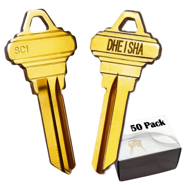 DHEISHA SC1 Key Blanks in Sturdy Brass-50 Pack Compatible with