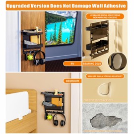 SUOXING Bedside Shelf Wall Mount and Wall Nightstand for Bedroom,Rv,Dorm Room,Bedside Wall Organizer for Phone Holder,Wall Mount Shelf Organizer for Charging Station and Remote Control Holder,Black