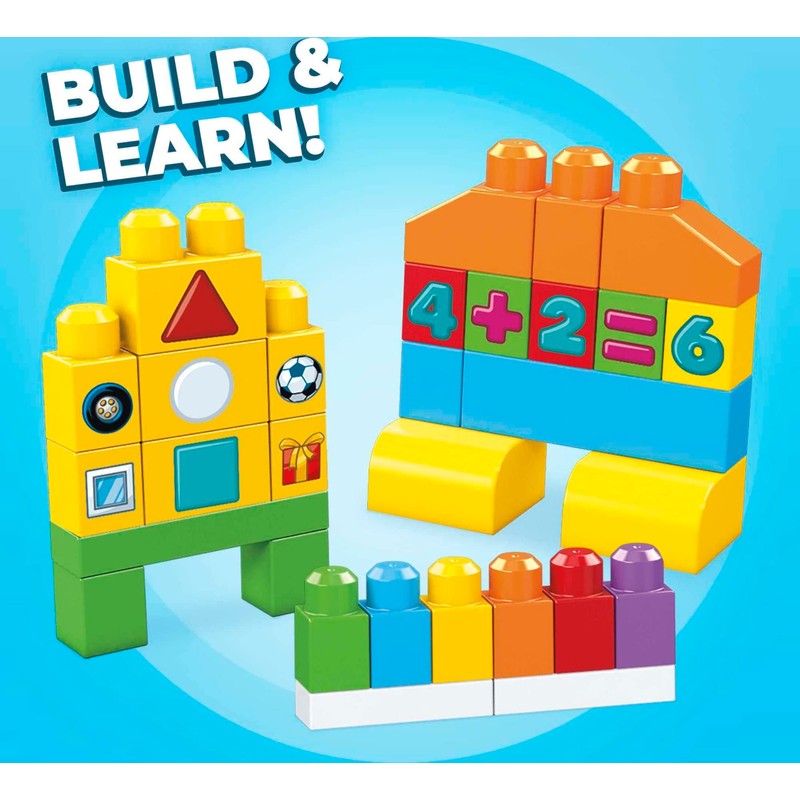 MEGA BLOKS 150 Toddlers Blocks Learning Toy Building Set, Let's