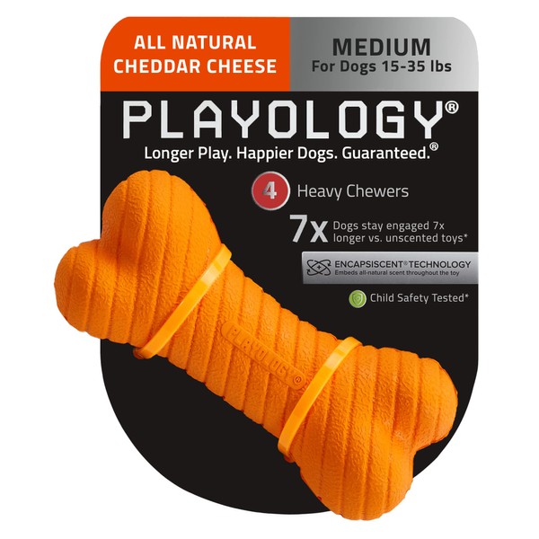 Playology Dual Layer Bone Toy for Medium Dogs (15-35lbs) -