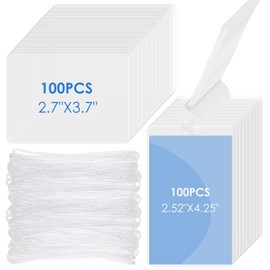 Clear Luggage Tags,Business Card Laminating Pouches,Glossy Clear Laminating Pouch Sealed,Luggage Tag Laminating Pouches for Work Permits Pass Cards id Card Student ID Cards(200pcs+50 Ropes)